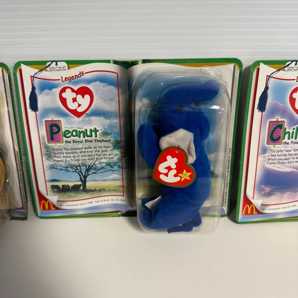 Ty Beanie Babies McDonald's Legends Humphrey Peanut Chilly Set Lot of 3 VINTAGE